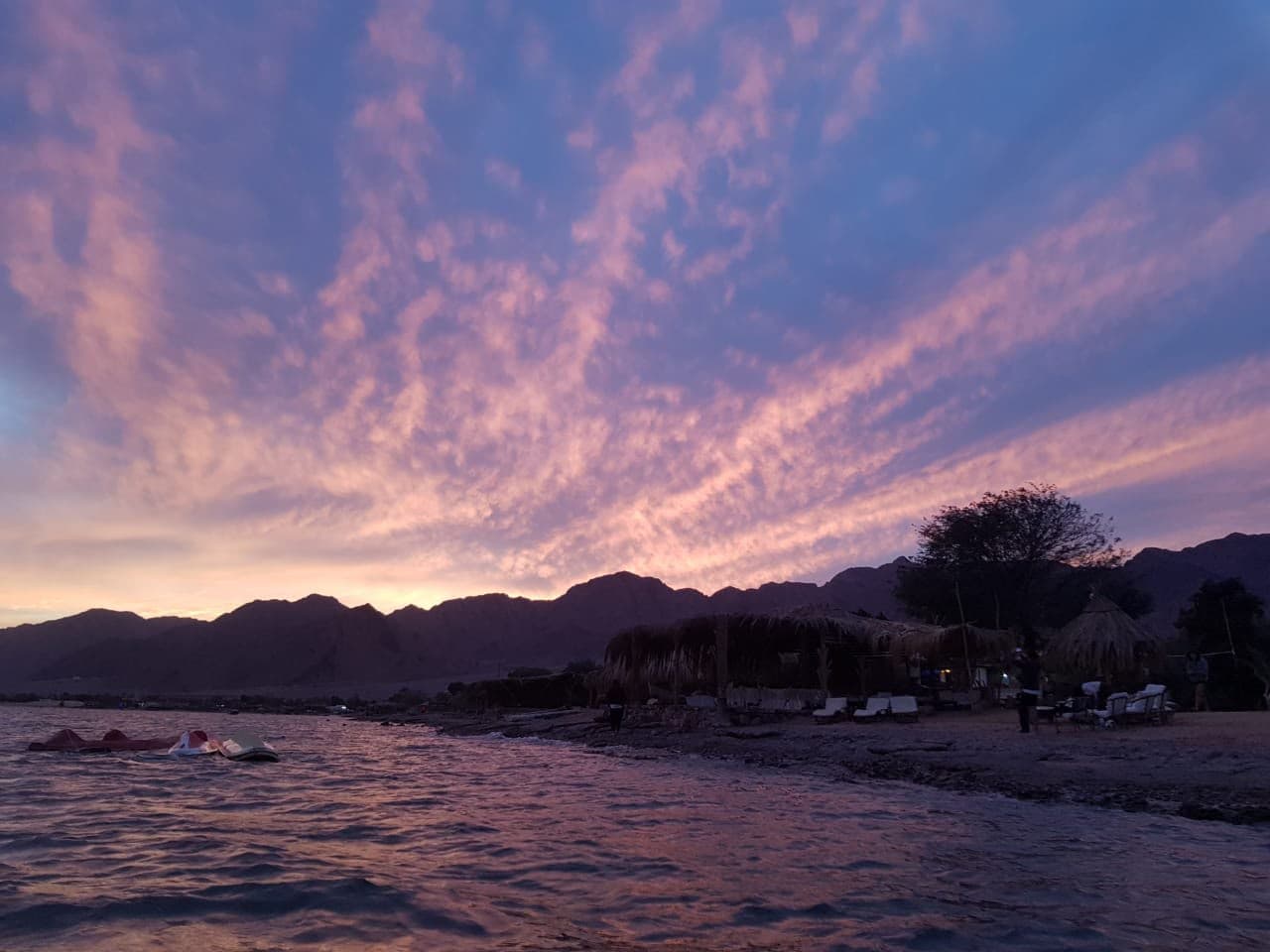 Nuweiba Lodge twilight over mountains and sea