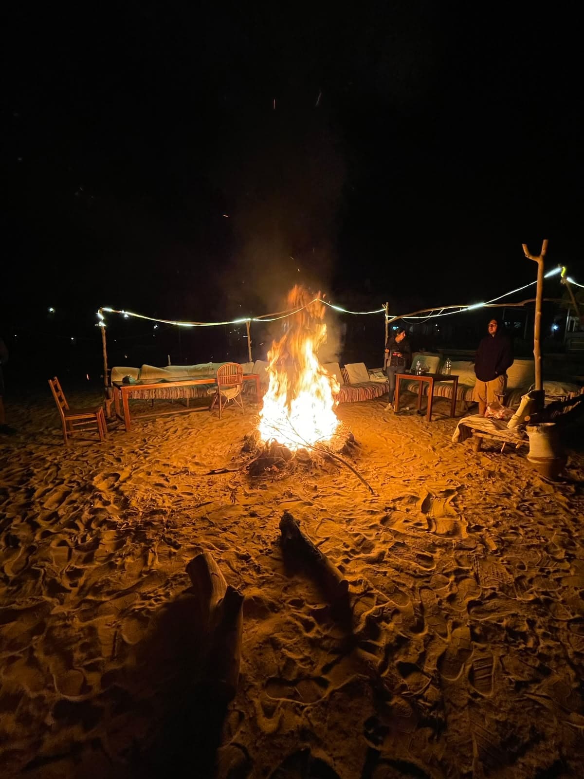 Beach bonfire at night in Nuweiba Lodge